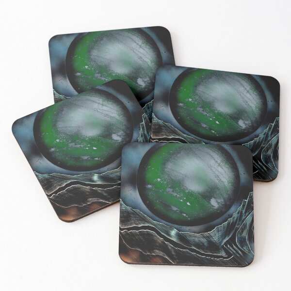 Item preview, Massive Green Gray Planet Silver Mountain Spray Paint Art designed and sold by Jason Girard.