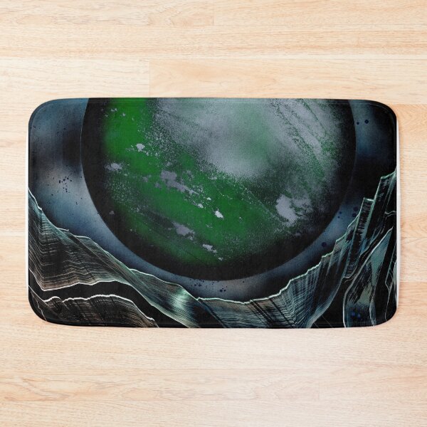 Item preview, Massive Green Gray Planet Silver Mountain Spray Paint Art designed and sold by Urbandale Artist.