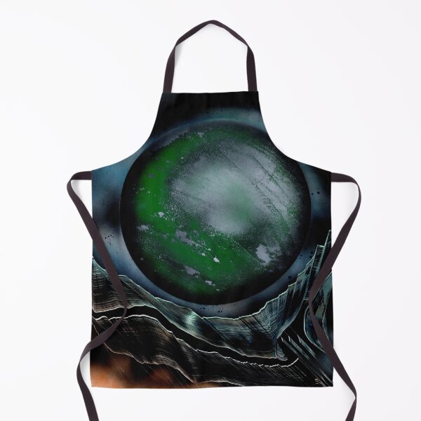 Item preview, Massive Green Gray Planet Silver Mountain Spray Paint Art designed and sold by Urbandale Artist.