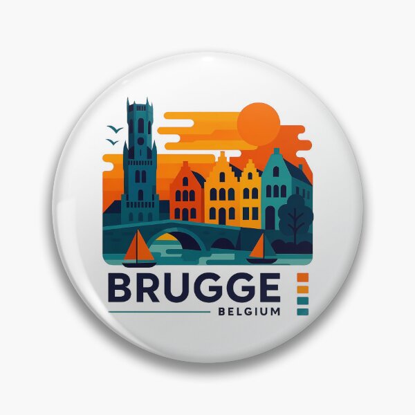 Item preview, Brugge Belgium Travel Souvenir - Belfry Tower & Canal Market Art designed and sold by OzzFrequency.