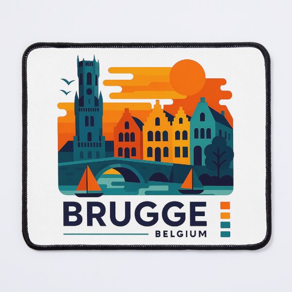 Item preview, Brugge Belgium Travel Souvenir - Belfry Tower & Canal Market Art designed and sold by OzzFrequency.