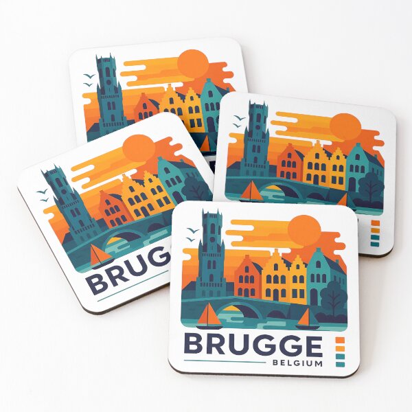 Item preview, Brugge Belgium Travel Souvenir - Belfry Tower & Canal Market Art designed and sold by OzzFrequency.