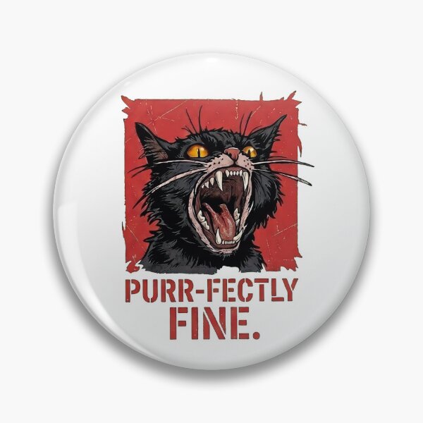 Item preview, Purr-fectly Fine Hissing Black Cat | Funny Dark Humor Metal Cat designed and sold by BlackCat Vibe.