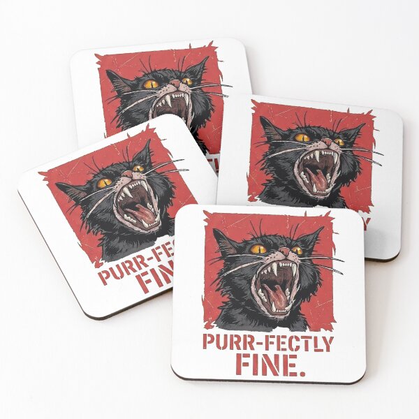 Item preview, Purr-fectly Fine Hissing Black Cat | Funny Dark Humor Metal Cat designed and sold by BlackCat Vibe.