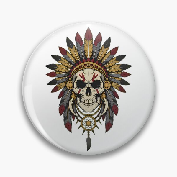 Item preview, Tribal Skull With Feather War Bonnet designed and sold by Linework Studio.