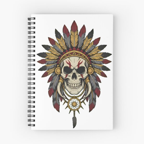 Item preview, Tribal Skull With Feather War Bonnet designed and sold by Linework Studio.