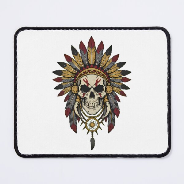 Item preview, Tribal Skull With Feather War Bonnet designed and sold by Linework Studio.