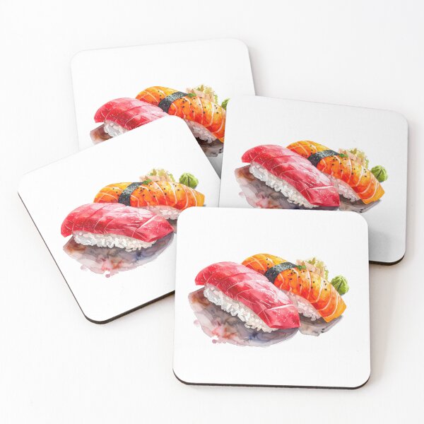 Item preview, Japanese Sushi Nigiri Set Watercolor Painting designed and sold by BetweenForms.