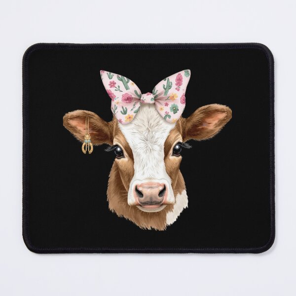 Item preview, Cute Baby Cow Floral Cactus Bow designed and sold by Oddifys.