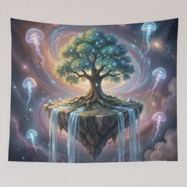 Item preview, Ancient Tree – Cosmic Floating Island Fantasy Art designed and sold by LittleBigGifts.