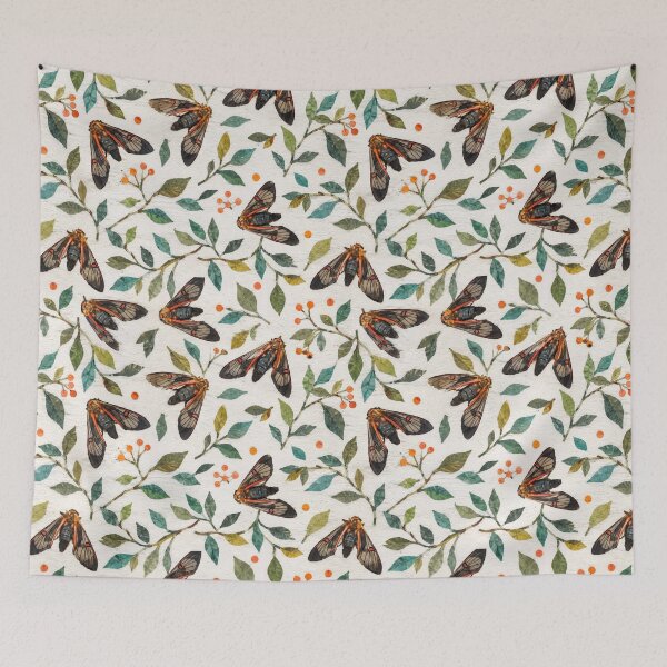 Item preview, Colorful Moth Seamless Pattern | Vintage Botanical Insect Repeat with Greenery designed and sold by SWSandraWechner.