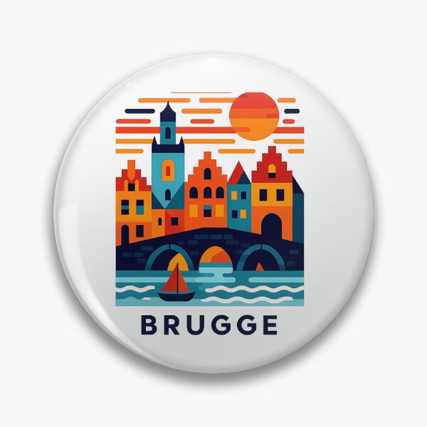 Item preview, Brugge Belgium Travel Souvenir - Belfry Tower & Canal Market Art designed and sold by OzzFrequency.