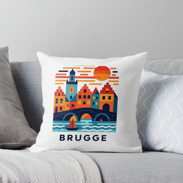 Item preview, Brugge Belgium Travel Souvenir - Belfry Tower & Canal Market Art designed and sold by OzzFrequency.