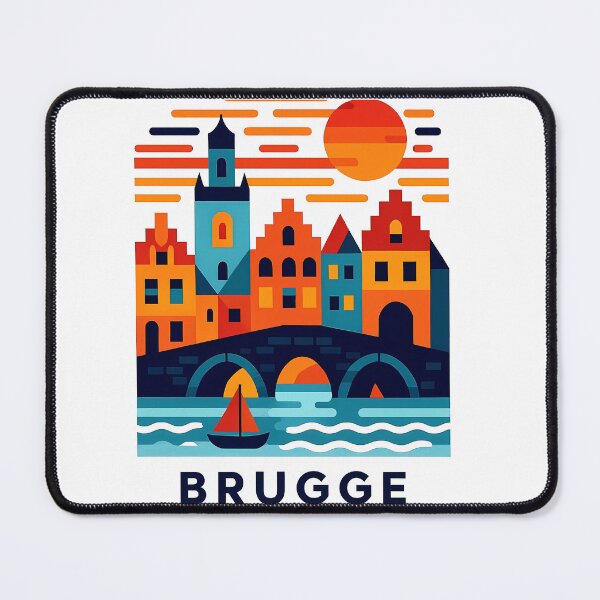 Item preview, Brugge Belgium Travel Souvenir - Belfry Tower & Canal Market Art designed and sold by OzzFrequency.