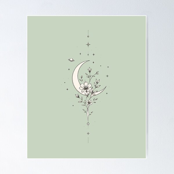 Item preview, Minimalist Moon Floral Line Art designed and sold by Nordova.