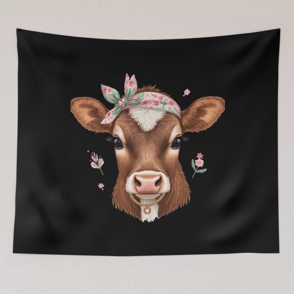 Item preview, Cute Baby Cow Floral Cactus Headband designed and sold by Oddifys.