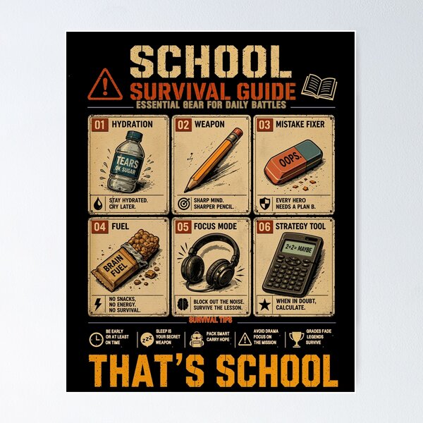 Item preview, School survival guide Funny Back to School Teacher Student First Day designed and sold by PetsArt.