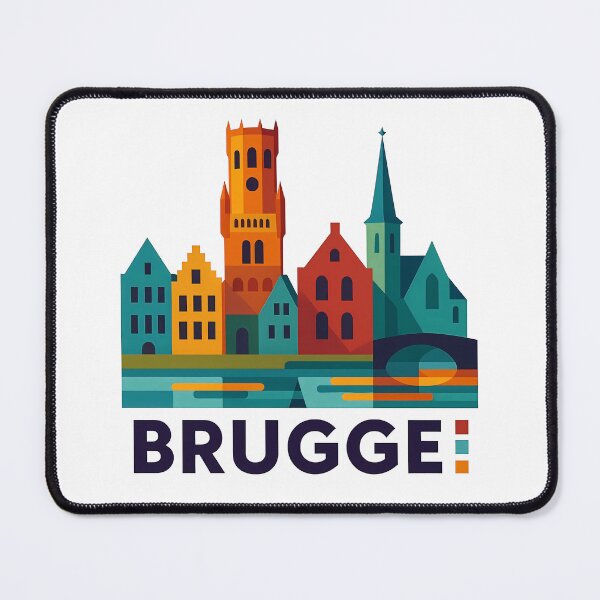 Item preview, Brugge Belgium Travel Souvenir - Belfry Tower & Canal Market Art designed and sold by OzzFrequency.