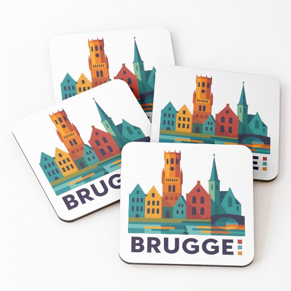 Item preview, Brugge Belgium Travel Souvenir - Belfry Tower & Canal Market Art designed and sold by OzzFrequency.