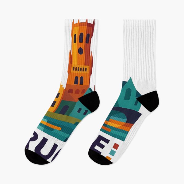 Item preview, Brugge Belgium Travel Souvenir - Belfry Tower & Canal Market Art designed and sold by OzzFrequency.