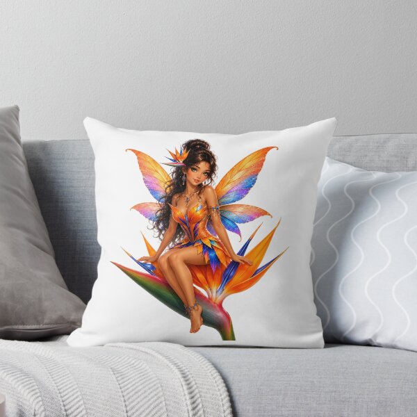 Item preview, Bird of Paradise Fairy Tropical Flower Fairy on Exotic Bloom Vibrant Fantasy Art Sticker designed and sold by RoPrincess.