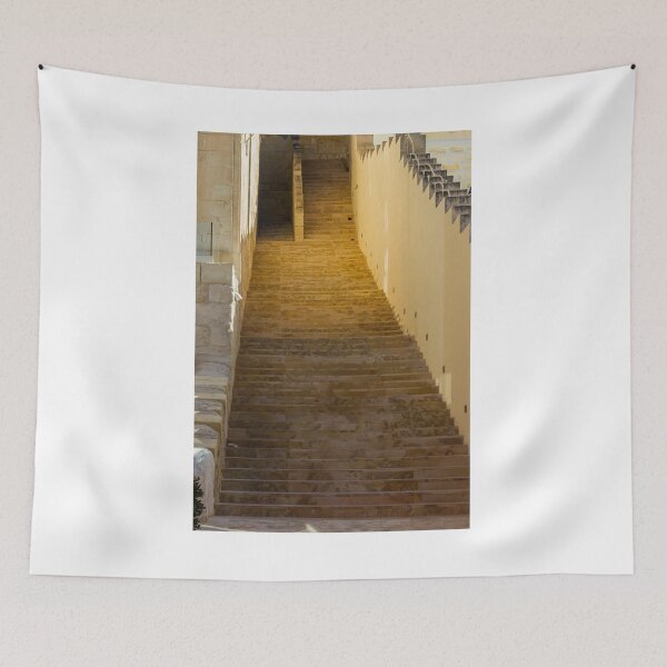 Item preview, Stone Staircase At Historic Fortress With Sunlit Steps And Strong Leading Lines designed and sold by Nmallia.