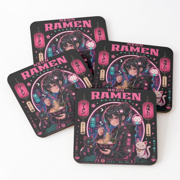 Item preview, Neon Ramen Guardian | Cyberpunk Anime Girl | Japanese Streetwear Aesthetic Sticker & T Shirt designed and sold by TulipsArtDesigns .