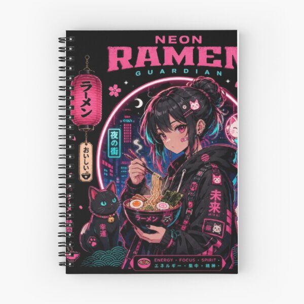 Item preview, Neon Ramen Guardian | Cyberpunk Anime Girl | Japanese Streetwear Aesthetic Sticker & T Shirt designed and sold by TulipsArtDesigns .