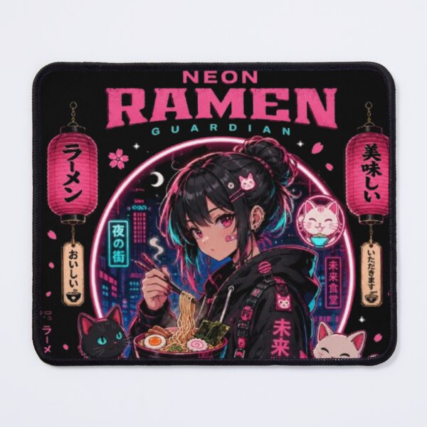 Item preview, Neon Ramen Guardian | Cyberpunk Anime Girl | Japanese Streetwear Aesthetic Sticker & T Shirt designed and sold by TulipsArtDesigns .