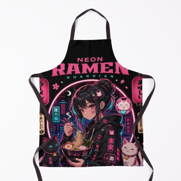 Item preview, Neon Ramen Guardian | Cyberpunk Anime Girl | Japanese Streetwear Aesthetic Sticker & T Shirt designed and sold by TulipsArtDesigns .