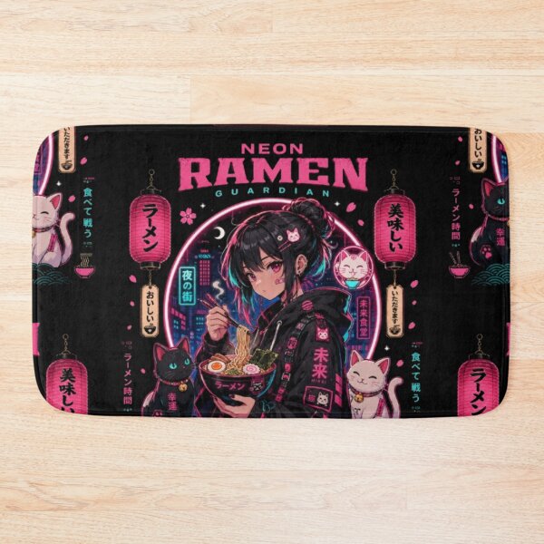 Item preview, Neon Ramen Guardian | Cyberpunk Anime Girl | Japanese Streetwear Aesthetic Sticker & T Shirt designed and sold by TulipsArtDesigns .
