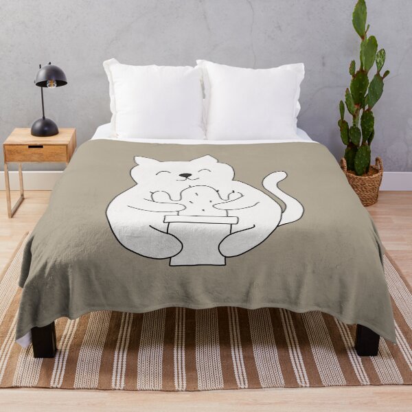 Item preview, Cat hugging cactus plant illustration designed and sold by LeshanArt.