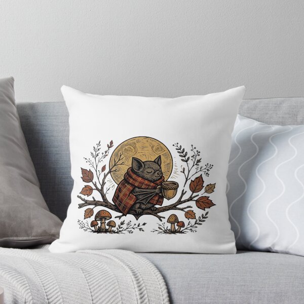 Item preview, Cozy Autumn Bat Acorn Mug Full Moon Folk Art Fall Goblincore designed and sold by Neurospicy Trolls.