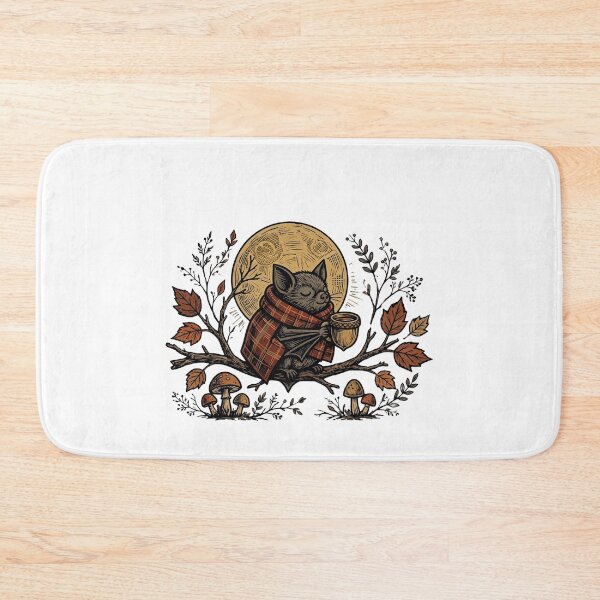 Item preview, Cozy Autumn Bat Acorn Mug Full Moon Folk Art Fall Goblincore designed and sold by Neurospicy Trolls.