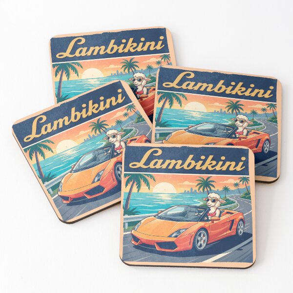 Item preview, Lambikini Retro Sunset Convertible Sports Car Graphic designed and sold by ThreadRiotTees.