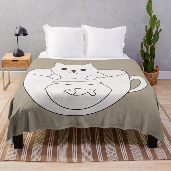 Item preview, Cat in a tea cup with fish bowl designed and sold by LeshanArt.