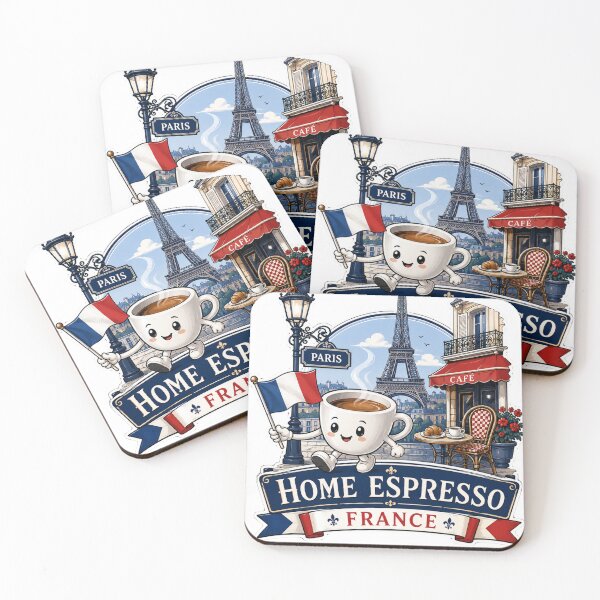 Item preview, Cute Paris Travel Coffee Mascot with Eiffel Tower and French Cafe Home Espresso designed and sold by TSshirtShoppe.