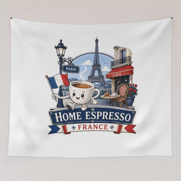 Item preview, Cute Paris Travel Coffee Mascot with Eiffel Tower and French Cafe Home Espresso designed and sold by TSshirtShoppe.