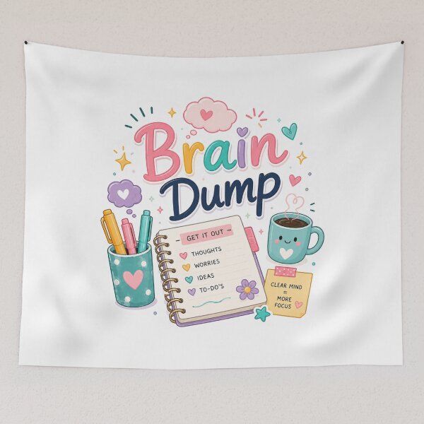 Item preview, Brain Dump | Cute ADHD Planner Sticker, Mental Clarity & Productivity Quote | Kawaii Journal, Stationery & Self-Care Design designed and sold by Pixanova.