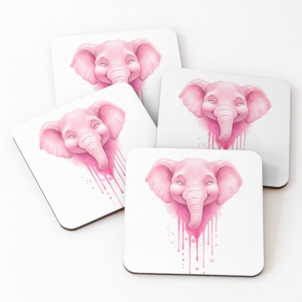 Item preview, Pink Elephant Portrait Watercolor Dripping Paint Illustration designed and sold by Exquisite Design Studio „Paculówka”.