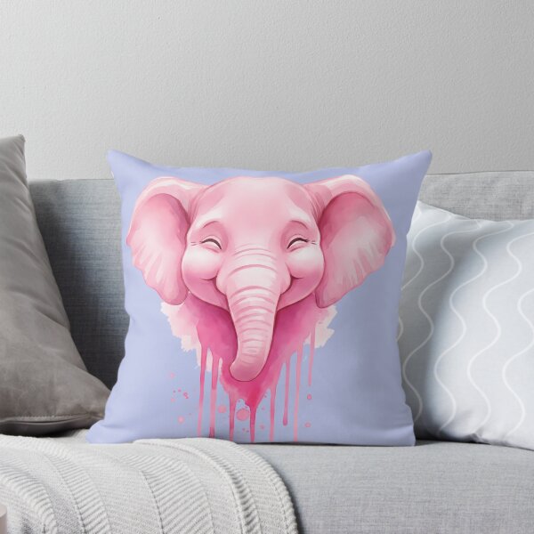 Item preview, Pink Elephant Portrait Watercolor Dripping Paint Illustration designed and sold by Exquisite Design Studio „Paculówka”.