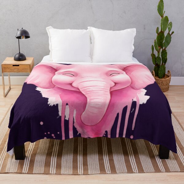 Item preview, Pink Elephant Portrait Watercolor Dripping Paint Illustration designed and sold by Exquisite Design Studio „Paculówka”.