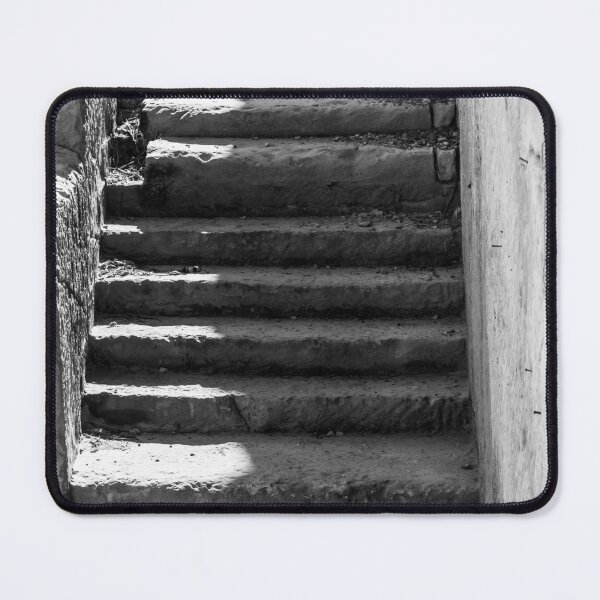 Item preview, Worn Stone Stairs With Deep Shadows In Black And White Architectural Staircase Texture designed and sold by Nmallia.