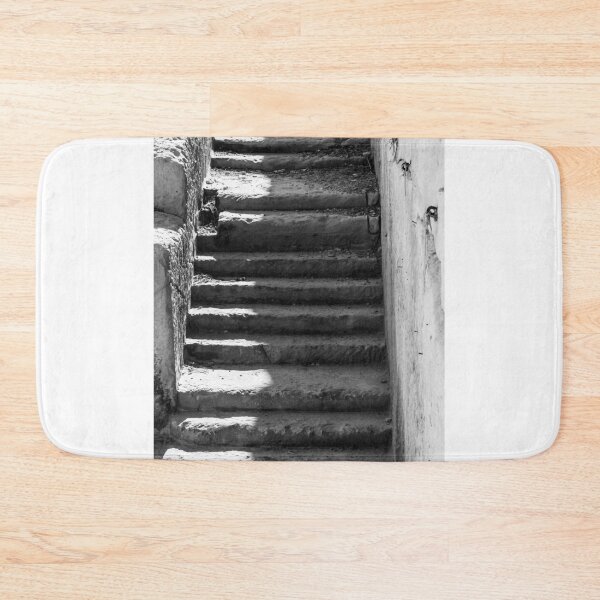 Item preview, Worn Stone Stairs With Deep Shadows In Black And White Architectural Staircase Texture designed and sold by Nmallia.