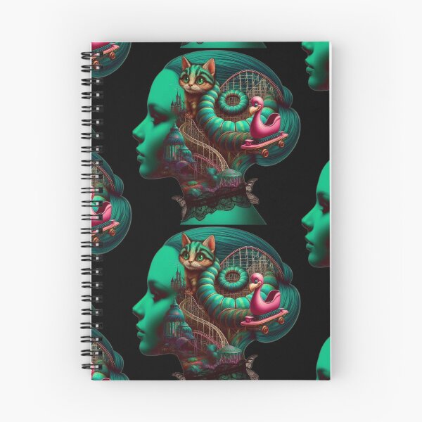Item preview, Green Surreal Portrait with Rollercoaster Cat and Flamingo designed and sold by LujziWorld.