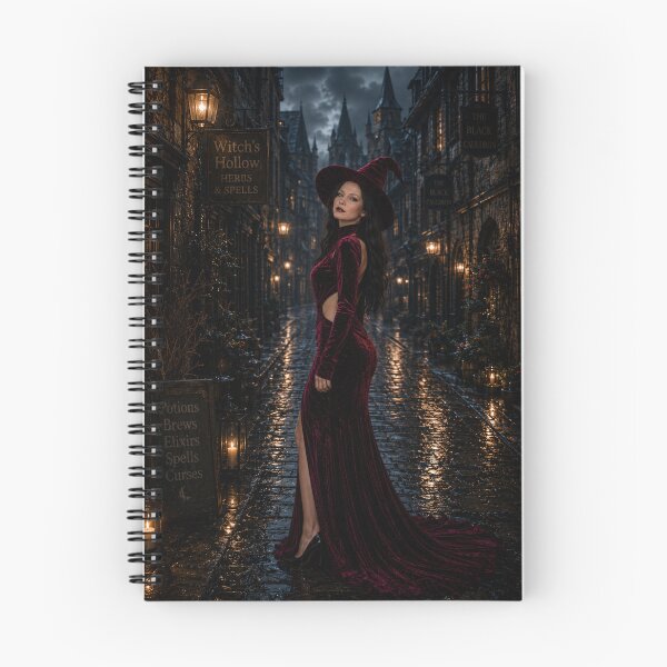 Item preview, Midnight Witch's Hollow | Gothic Fantasy Street in Burgundy Velvet designed and sold by WhimsyWink.
