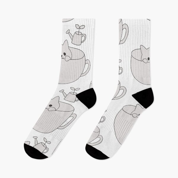 Item preview, Gardener cat in a coffee cup illustration designed and sold by LeshanArt.