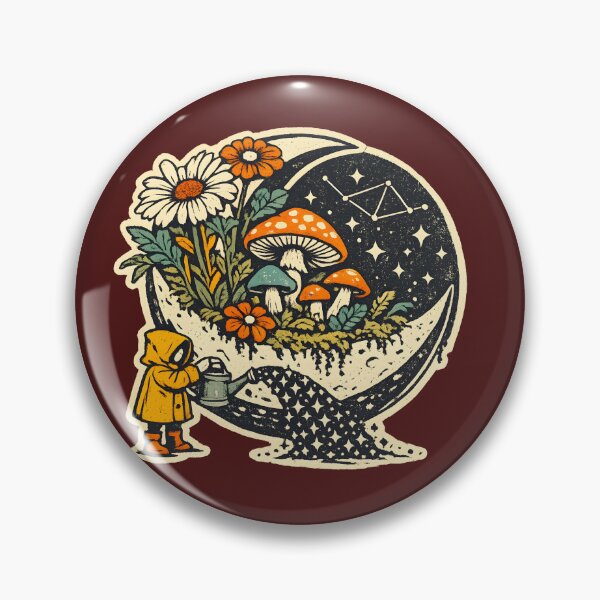Item preview, Vintage Celestial Mushroom Sticker | Watering The Stars Crescent Moon Vinyl Sticker | Retro Cottagecore Botanical Decal | Whimsical Astronomy & Nature Art designed and sold by SergioMiklos.
