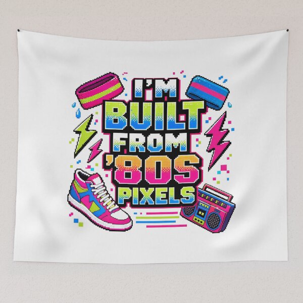 Item preview, I'm Built From 80s Pixels Neon Pop Culture designed and sold by PixelBlob.