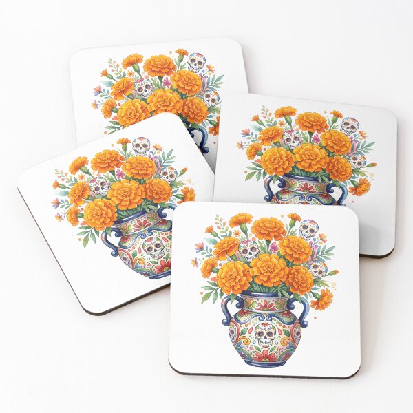 Item preview, Dia De Los Muertos Marigold Vase Illustration designed and sold by BetweenForms.